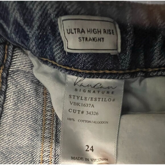 KanCan Ultra High Rise Straight Ripped Jeans Women's Size 24 Released Hem - Picture 8 of 9